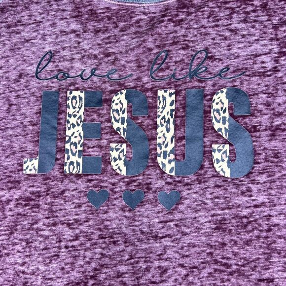 Cato Top XL Burgundy Raglan Sleeve Religious Faith Graphic Tee Love Like Jesus - Picture 5 of 8